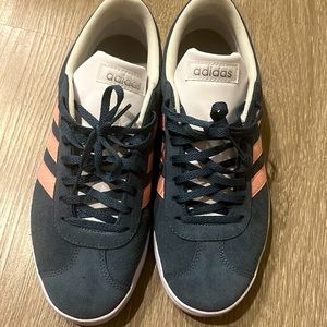 Adidas navy and pink ortholite sneakers.